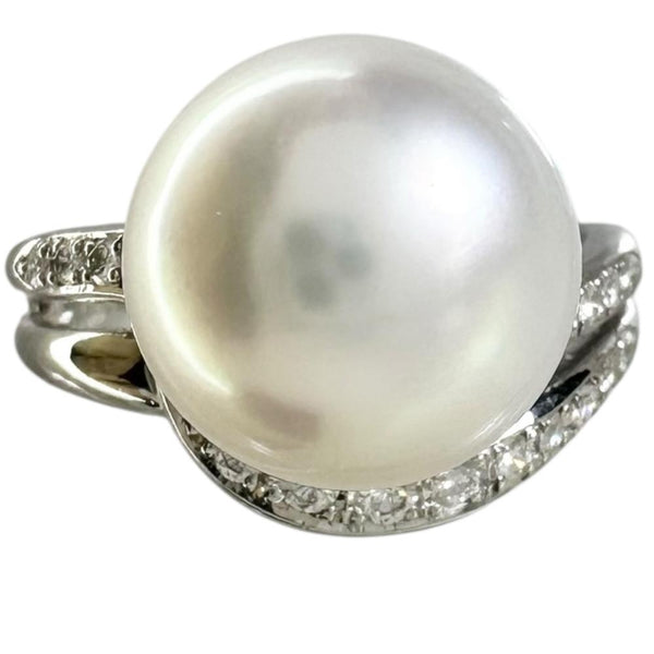17号【TASAKI/タサキ】 白蝶真珠（オーロラフェニックス）12.1mm ダイヤモンド 0.28ct リング・指輪 Pt900プラチナ 9.5g レディース
【中古】【真子質店】【NN】




【KST】