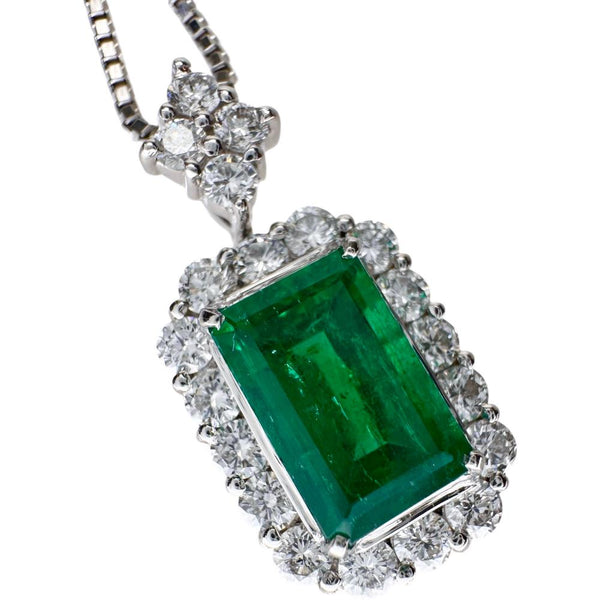 エメラルド 1.77ct ダイヤモンド 0.78ct ネックレス Pt900プラチナ/Pt850プラチナ 8.1g 45cm レディース 【中古】【真子質店】【NN】 【MaYMax】
