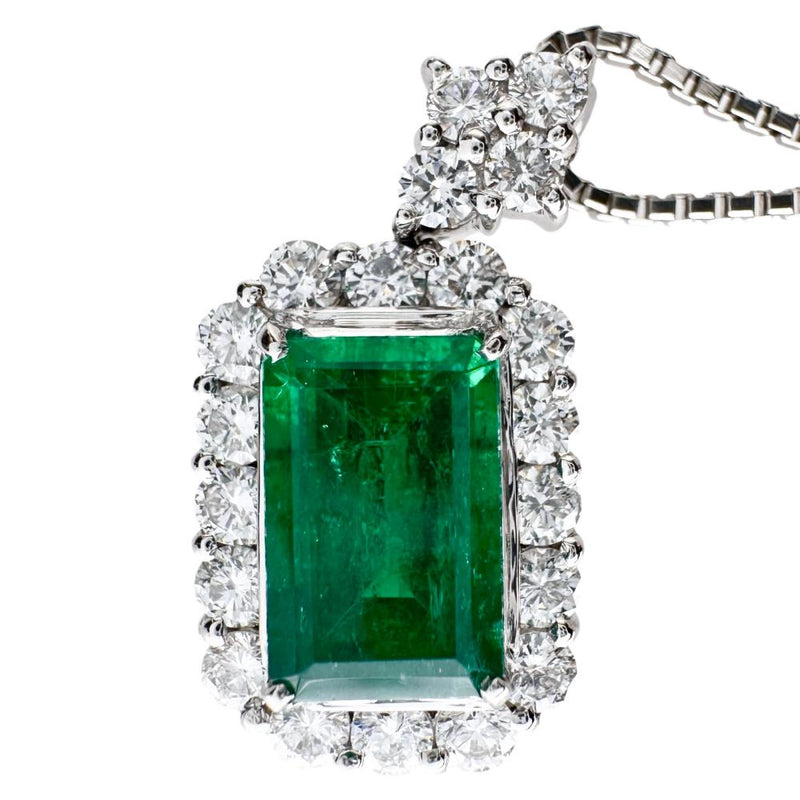 エメラルド 1.77ct ダイヤモンド 0.78ct ネックレス Pt900プラチナ/Pt850プラチナ 8.1g 45cm レディース 【中古】【真子質店】【NN】 【MaYMax】