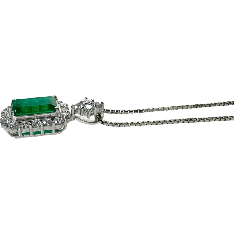 エメラルド 1.77ct ダイヤモンド 0.78ct ネックレス Pt900プラチナ/Pt850プラチナ 8.1g 45cm レディース 【中古】【真子質店】【NN】 【MaYMax】
