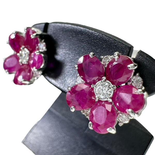ルビー 2.325/2.16ct ダイヤモンド 0.14/0.14ct ピアス Pt900プラチナ 4.5g レディース 【中古】【真子質店】【NN】 【KST】