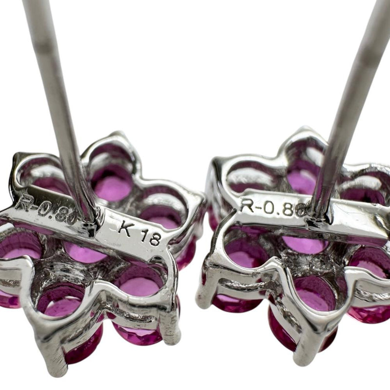 ルビー 計0.86×2ct ピアス K18WGホワイトゴールド 18金 2.4g レディース 【中古】【真子質店】【NN】 【MaMoT】