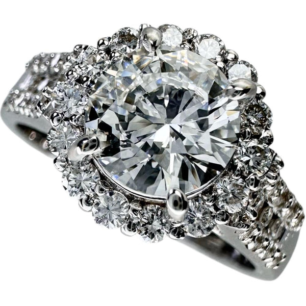 13.5号 中央ダイヤモンド (F-VS2-POOR-SB) 1.00ct 脇石ダイヤモンド 計0.54ct リング・指輪 K18WGホワイトゴールド 18金 5.4g レディース 【中古】【真子質店】【NN】 【MaMoxS】