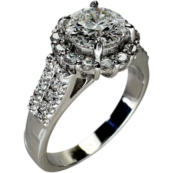 13.5号 中央ダイヤモンド (F-VS2-POOR-SB) 1.00ct 脇石ダイヤモンド 計0.54ct リング・指輪 K18WGホワイトゴールド 18金 5.4g レディース 【中古】【真子質店】【NN】 【MaMoxS】