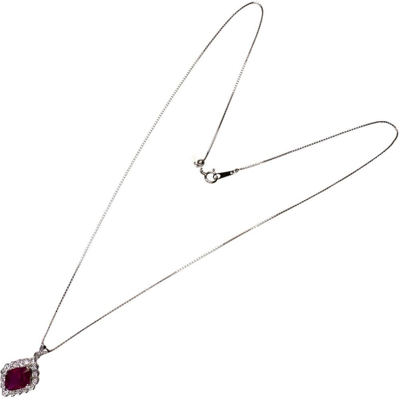 ビルマ産ルビー 1.91ct ダイヤモンド 0.37ct ネックレス Pt900プラチナ/Pt850プラチナ 5.5g 45cm レディース 【中古】【真子質店】【NN】 【MaMoSK】