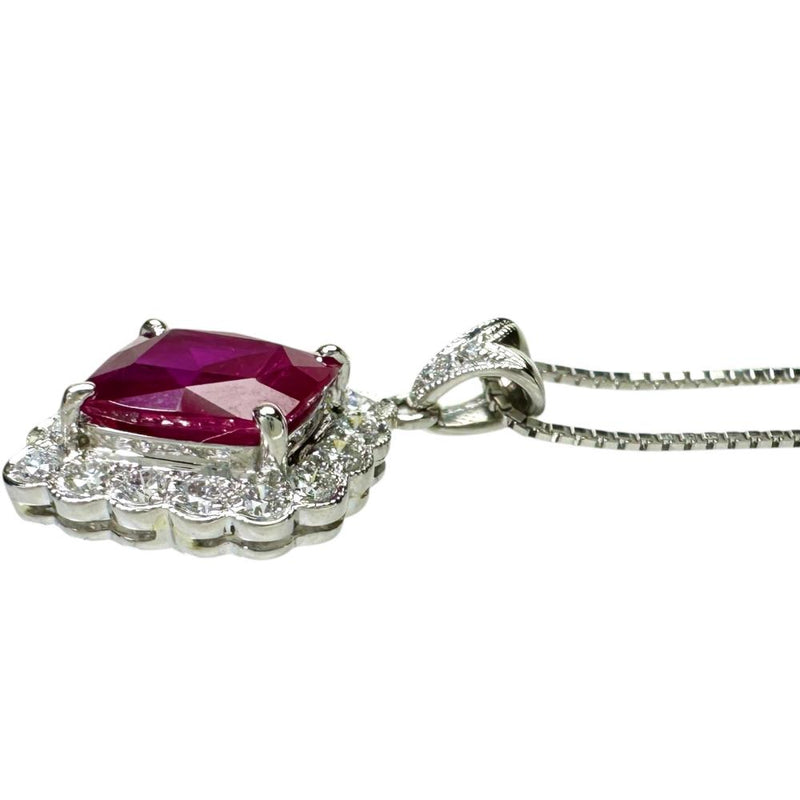 ビルマ産ルビー 1.91ct ダイヤモンド 0.37ct ネックレス Pt900プラチナ/Pt850プラチナ 5.5g 45cm レディース 【中古】【真子質店】【NN】 【MaMoSK】