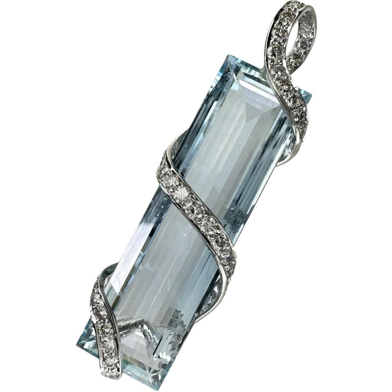アクアマリン 18.28ct ダイヤモンド 計0.59ct ペンダントトップ K18WGホワイトゴールド 18金 6.5g レディース 【中古】【真子質店】【NN】 【IYMox】