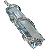 アクアマリン 18.28ct ダイヤモンド 計0.59ct ペンダントトップ K18WGホワイトゴールド 18金 6.5g レディース 【中古】【真子質店】【NN】 【IYMox】