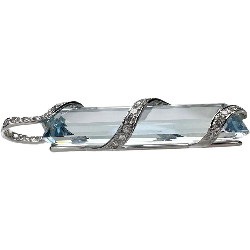アクアマリン 18.28ct ダイヤモンド 計0.59ct ペンダントトップ K18WGホワイトゴールド 18金 6.5g レディース 【中古】【真子質店】【NN】 【IYMox】