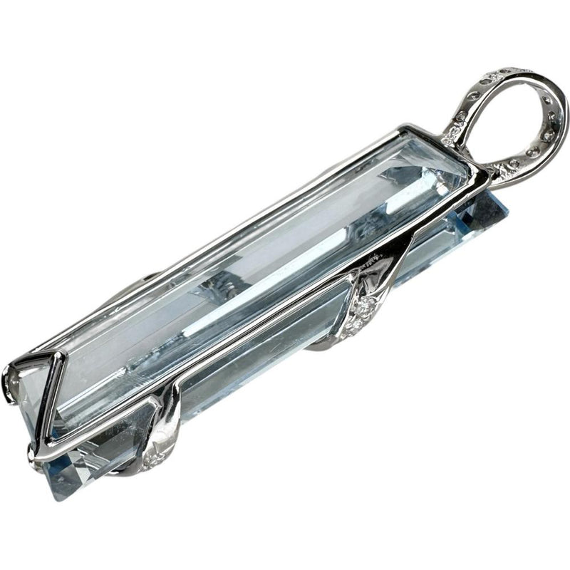 アクアマリン 18.28ct ダイヤモンド 計0.59ct ペンダントトップ K18WGホワイトゴールド 18金 6.5g レディース 【中古】【真子質店】【NN】 【IYMox】