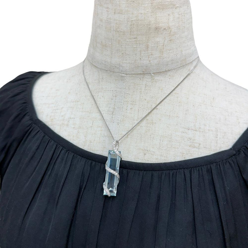 アクアマリン 18.28ct ダイヤモンド 計0.59ct ペンダントトップ K18WGホワイトゴールド 18金 6.5g レディース 【中古】【真子質店】【NN】 【IYMox】