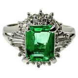 ★★最終特価品 11.5号 エメラルド 0.65ct ダイヤモンド 計0.20ct リング・指輪 Pt900プラチナ 5.8g レディース 【中古】【真子質店】【NN】 【TMix】
