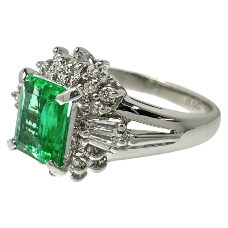 ★★最終特価品 11.5号 エメラルド 0.65ct ダイヤモンド 計0.20ct リング・指輪 Pt900プラチナ 5.8g レディース 【中古】【真子質店】【NN】 【TMix】