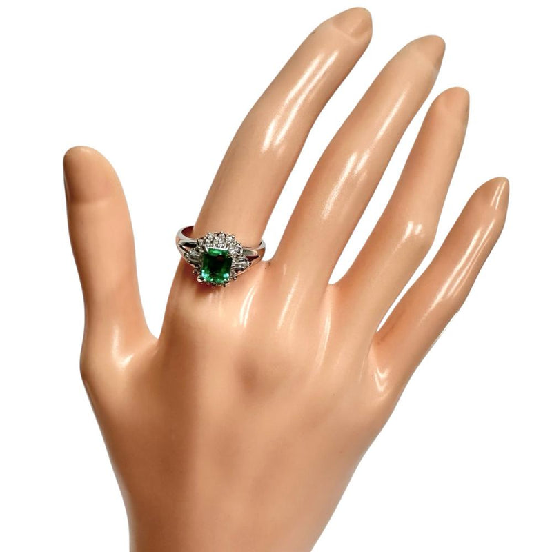 ★★最終特価品 11.5号 エメラルド 0.65ct ダイヤモンド 計0.20ct リング・指輪 Pt900プラチナ 5.8g レディース 【中古】【真子質店】【NN】 【TMix】