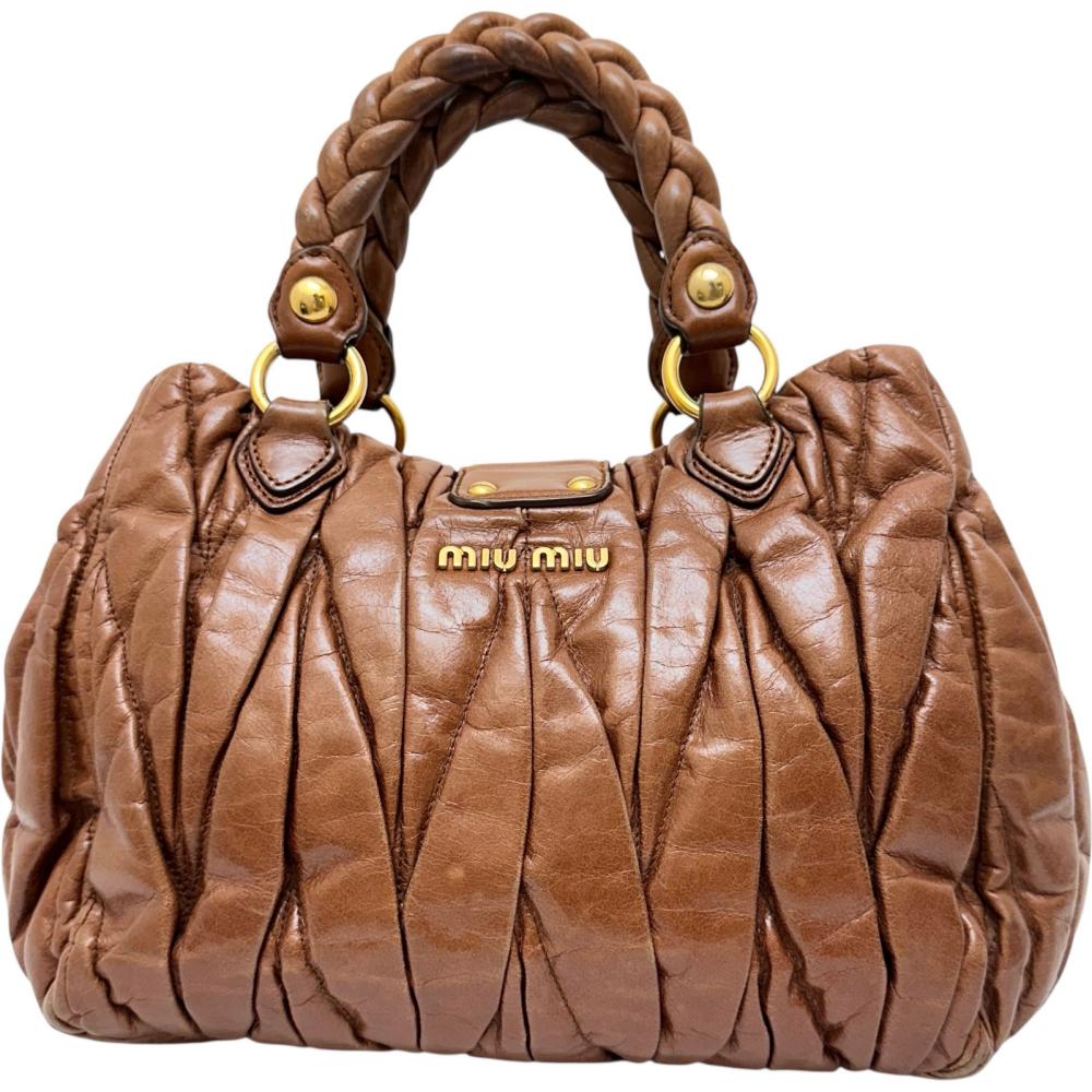 miumiu マテラッセ ハンドバッグ ブラウン MIUMIU/ミュウミュウ】 マテラッセ 2Wayショルダーバッグ ハンドバッグ
