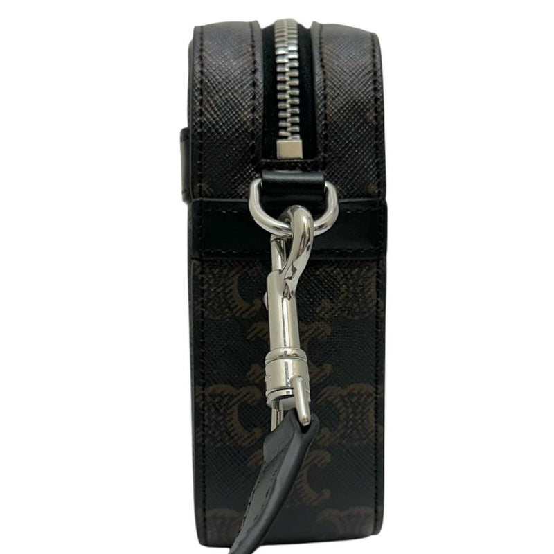 【CELINE/セリーヌ】 113942EVJ.38SI トリオンフ スモール メッセンジャー ショルダーバッグ レザー ブラウンレザー/シルバー金具 レディース【中古】【真子質店】【BL】 【IIxx】