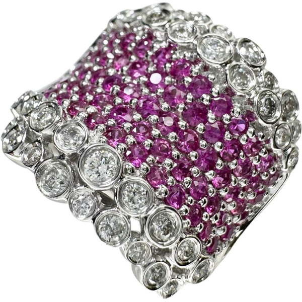 11号 ルビー 1.45ct ダイヤモンド 0.70ct リング・指輪 K18WGホワイトゴールド 18金 14.8g レディース 【中古】【真子質店】【NN】 【TxMaMo】