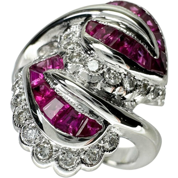 14.5号 ルビー 2.20ct ダイヤモンド 0.50ct リング・指輪 K18WGホワイトゴールド 18金 10.9g レディース 【中古】【真子質店】【NN】 【IDDI】