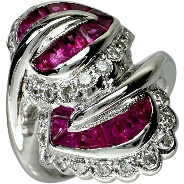 14.5号 ルビー 2.20ct ダイヤモンド 0.50ct リング・指輪 K18WGホワイトゴールド 18金 10.9g レディース 【中古】【真子質店】【NN】 【IDDI】