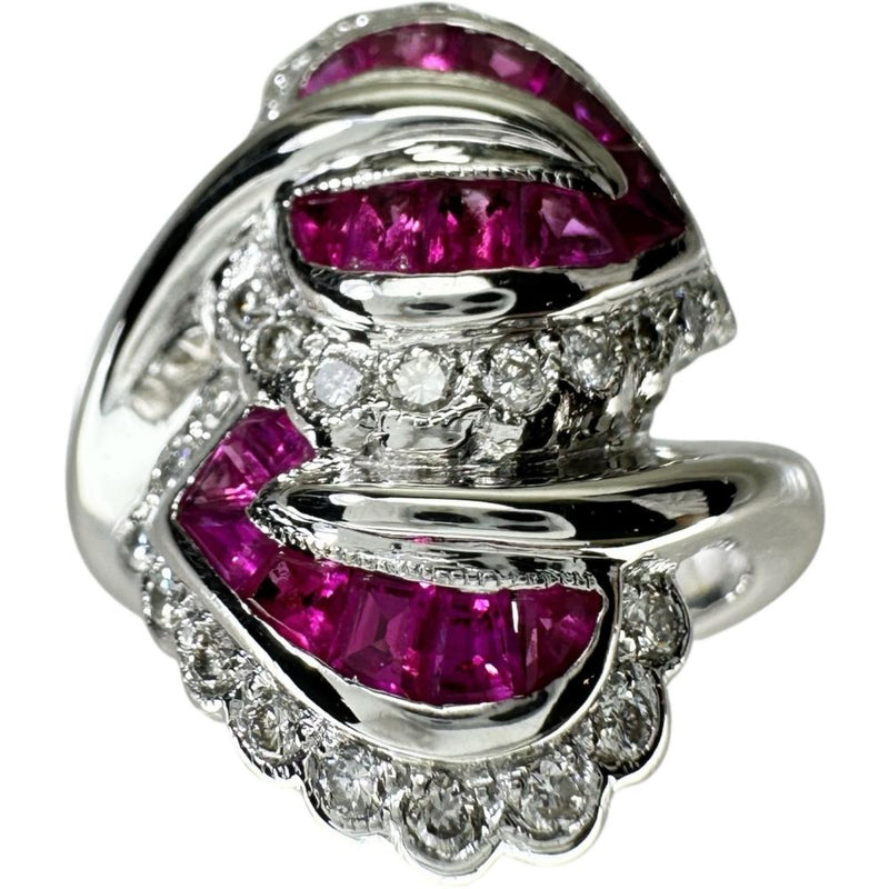 14.5号 ルビー 2.20ct ダイヤモンド 0.50ct リング・指輪 K18WGホワイトゴールド 18金 10.9g レディース 【中古】【真子質店】【NN】 【IDDI】