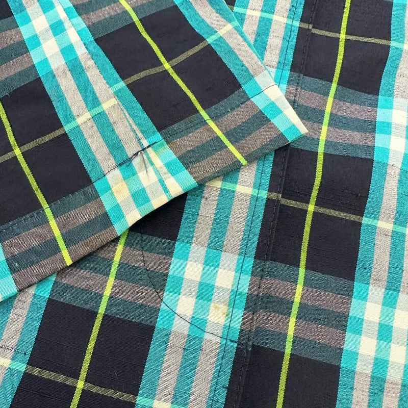 【BURBERRY BLUE LABEL/バーバリーブルーレーベル】 ステンカラーコート レーヨン/ナイロン ブルー、ブラックチェック レディース【中古】【真子質店】【GD】 【Dx】