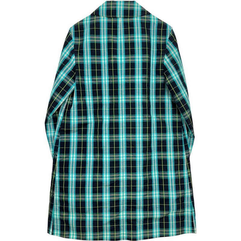 【BURBERRY BLUE LABEL/バーバリーブルーレーベル】 ステンカラーコート レーヨン/ナイロン ブルー、ブラックチェック レディース【中古】【真子質店】【GD】 【Dx】