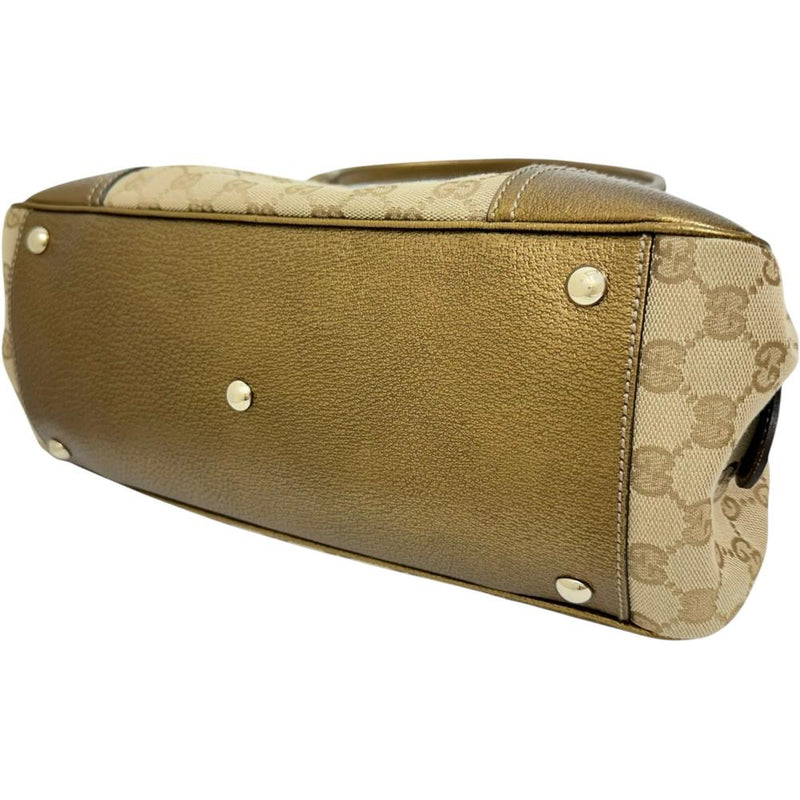 【GUCCI/グッチ】 プリンシー 161720 ハンドバッグ GGキャンバス/レザー ベージュ/ブロンズ レディース【中古】【真子質店】【BL】 【MaMox】