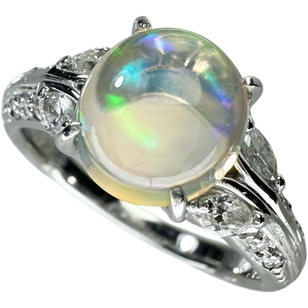 14号 オパール 2.23ct ダイヤモンド 計0.29ct リング・指輪 Pt900プラチナ 6.9g レディース 【中古】【真子質店】【NN】 【YxMo】
