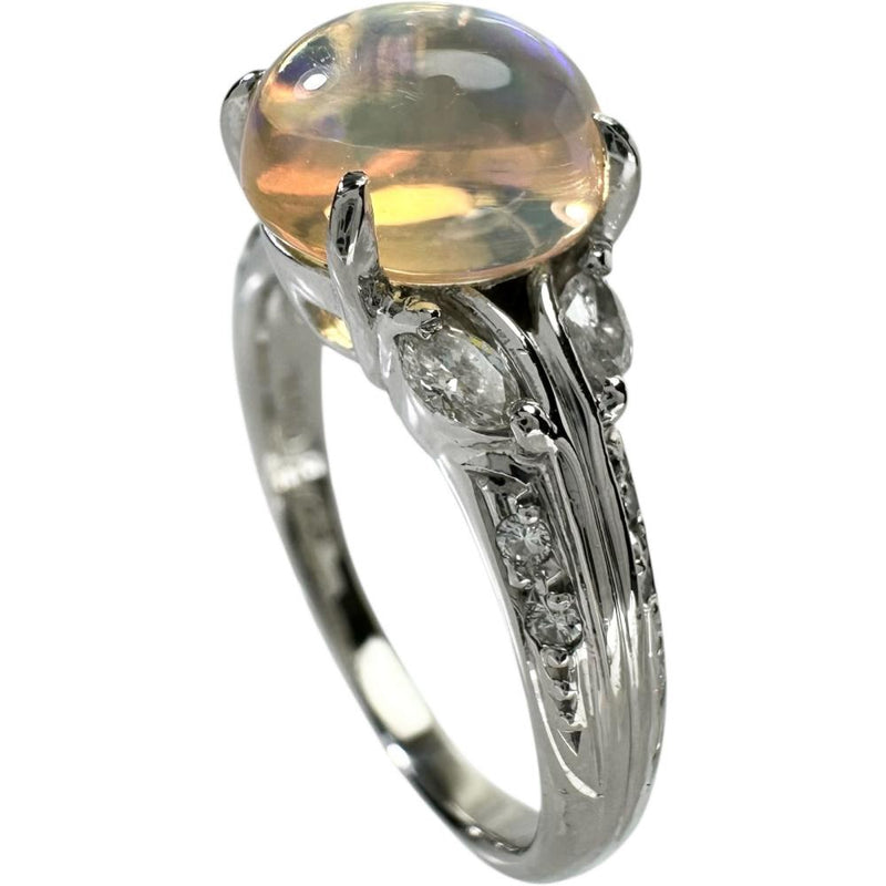 14号 オパール 2.23ct ダイヤモンド 計0.29ct リング・指輪 Pt900プラチナ 6.9g レディース 【中古】【真子質店】【NN】 【YxMo】