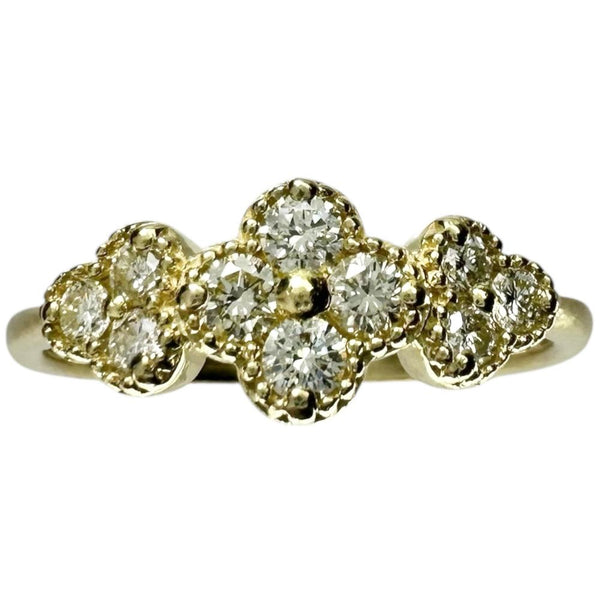 10号 四葉風デザイン ダイヤモンド 0.30ct リング・指輪 K18ゴールド 18金 2.0g レディース 【中古】【真子質店】【NN】 【MaMoT】