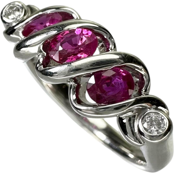 13号 ルビー 0.70ct ダイヤモンド 0.05ct リング・指輪 Pt900プラチナ 6.6g レディース 【中古】【真子質店】【NN】 【DKMa】