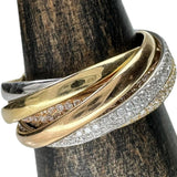13号 スリーカラー6連 ダイヤモンド 1.21ct リング・指輪 K18ゴールド 18金/WG/PG 7.5g レディース 【中古】【真子質店】【NN】 【IDYMa】