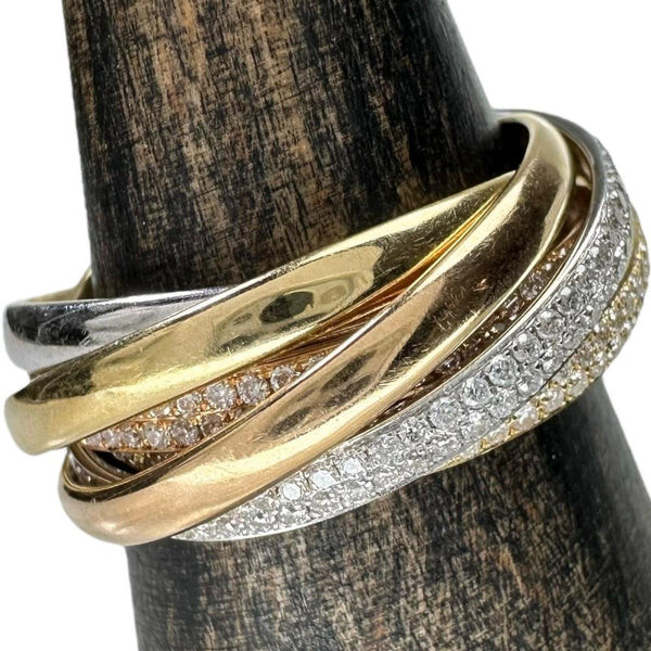 13号 スリーカラー6連 ダイヤモンド 1.21ct リング・指輪 K18ゴールド 18金/WG/PG 7.5g レディース 【中古】【真子質店】【NN】 【IDYMa】