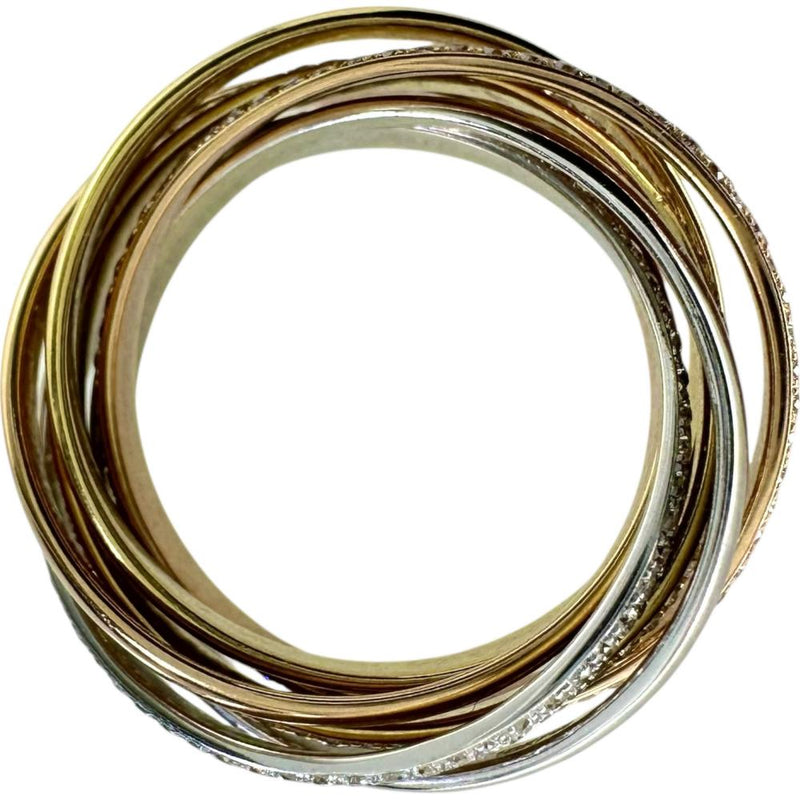 13号 スリーカラー6連 ダイヤモンド 1.21ct リング・指輪 K18ゴールド 18金/WG/PG 7.5g レディース 【中古】【真子質店】【NN】 【IDYMa】