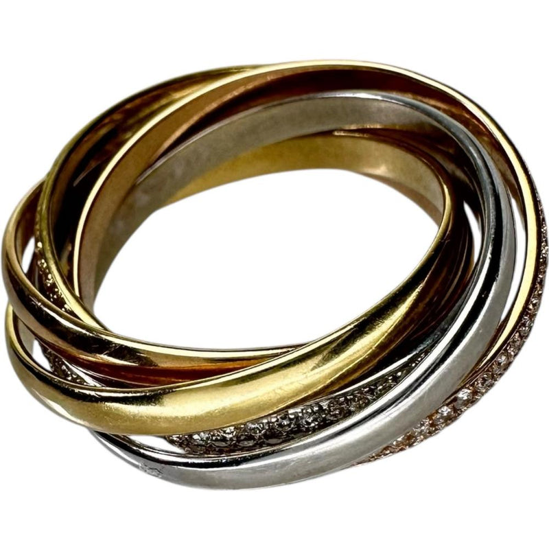 13号 スリーカラー6連 ダイヤモンド 1.21ct リング・指輪 K18ゴールド 18金/WG/PG 7.5g レディース 【中古】【真子質店】【NN】 【IDYMa】