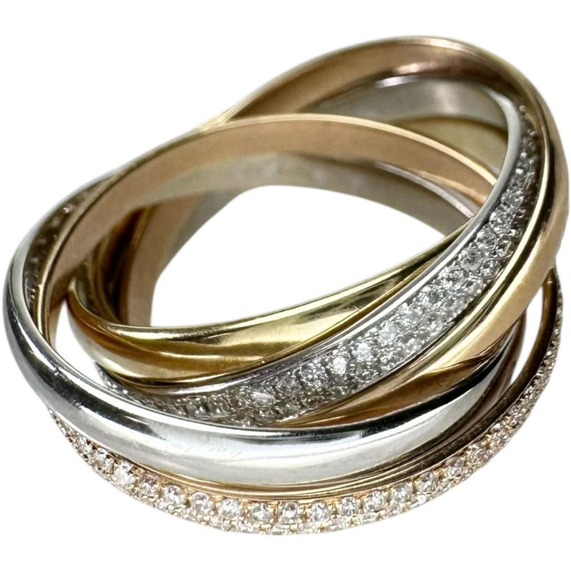 13号 スリーカラー6連 ダイヤモンド 1.21ct リング・指輪 K18ゴールド 18金/WG/PG 7.5g レディース 【中古】【真子質店】【NN】 【IDYMa】