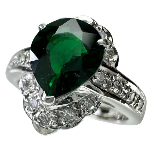 15号 クロムトルマリン 1.58ct ダイヤモンド 0.28ct リング・指輪 Pt900プラチナ 9.4g レディース 【中古】【真子質店】【NN】 【KMaK】