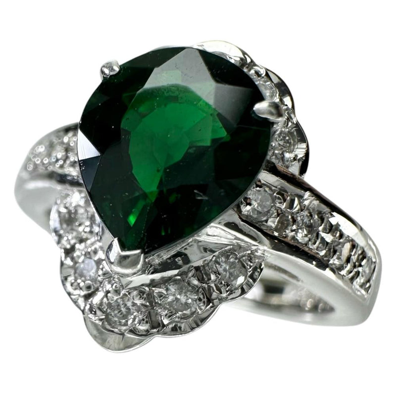 15号 クロムトルマリン 1.58ct ダイヤモンド 0.28ct リング・指輪 Pt900プラチナ 9.4g レディース 【中古】【真子質店】【NN】 【KMaK】