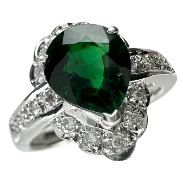 15号 クロムトルマリン 1.58ct ダイヤモンド 0.28ct リング・指輪 Pt900プラチナ 9.4g レディース 【中古】【真子質店】【NN】 【KMaK】