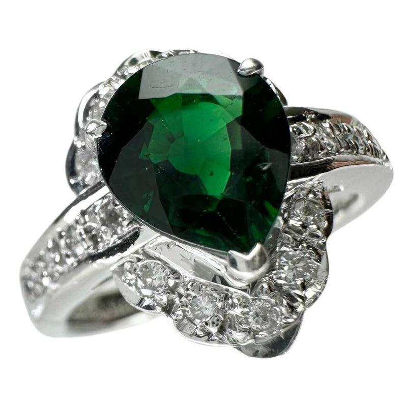 15号 クロムトルマリン 1.58ct ダイヤモンド 0.28ct リング・指輪 Pt900プラチナ 9.4g レディース 【中古】【真子質店】【NN】 【KMaK】