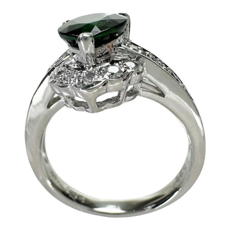 15号 クロムトルマリン 1.58ct ダイヤモンド 0.28ct リング・指輪 Pt900プラチナ 9.4g レディース 【中古】【真子質店】【NN】 【KMaK】