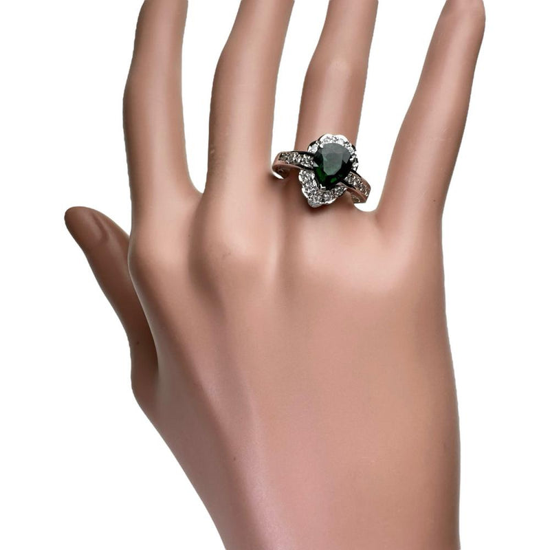 15号 クロムトルマリン 1.58ct ダイヤモンド 0.28ct リング・指輪 Pt900プラチナ 9.4g レディース 【中古】【真子質店】【NN】 【KMaK】