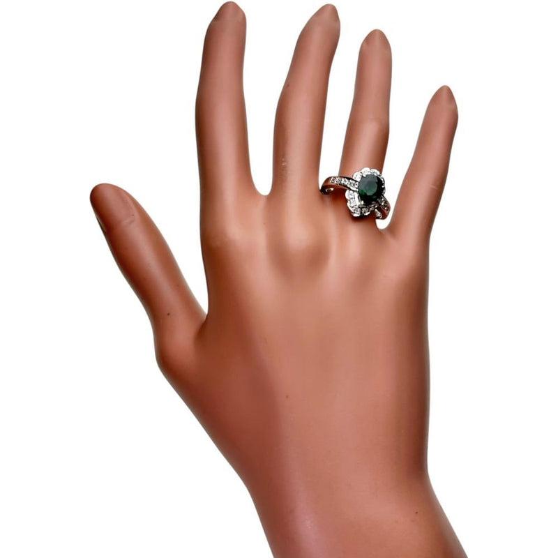 15号 クロムトルマリン 1.58ct ダイヤモンド 0.28ct リング・指輪 Pt900プラチナ 9.4g レディース 【中古】【真子質店】【NN】 【KMaK】
