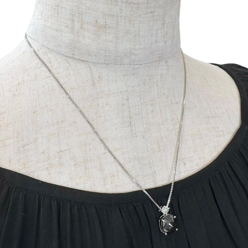 ブラックダイヤモンド 3.88ct ダイヤモンド 0.35ct ネックレス K18WGホワイトゴールド 18金 5.5g 45cm レディース 【中古】【真子質店】【NN】 【SMaMo】