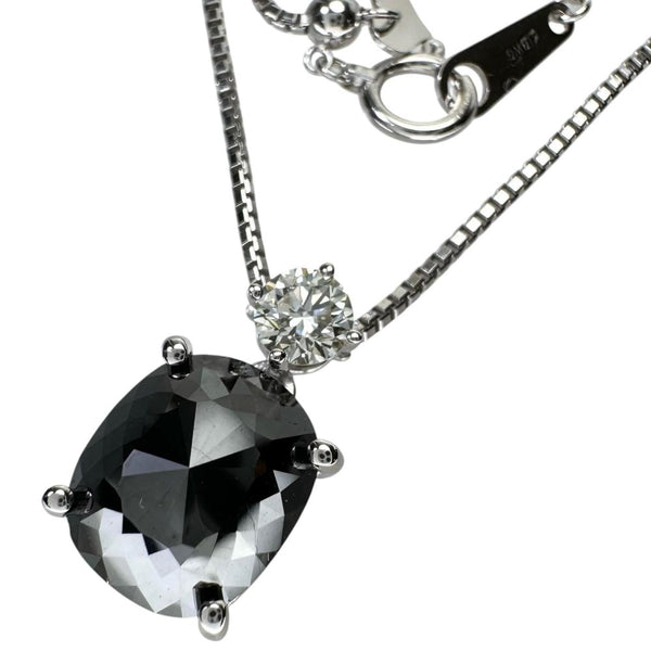ブラックダイヤモンド 3.88ct ダイヤモンド 0.35ct ネックレス K18WGホワイトゴールド 18金 5.5g 45cm レディース 【中古】【真子質店】【NN】 【SMaMo】