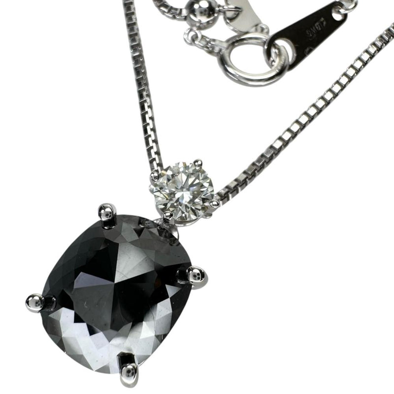 ブラックダイヤモンド 3.88ct ダイヤモンド 0.35ct ネックレス K18WGホワイトゴールド 18金 5.5g 45cm レディース 【中古】【真子質店】【NN】 【SMaMo】