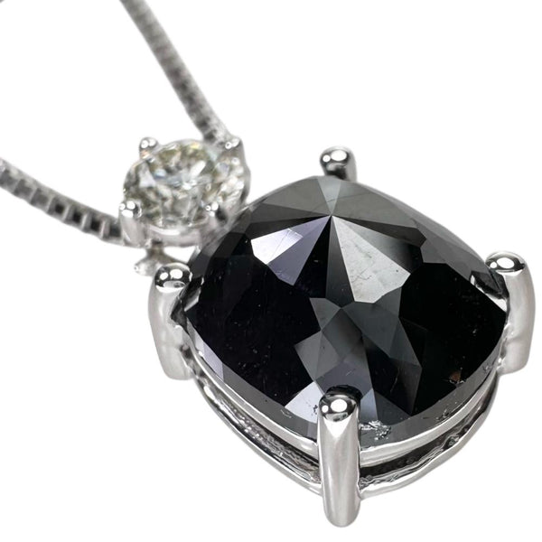 ブラックダイヤモンド 3.88ct ダイヤモンド 0.35ct ネックレス K18WGホワイトゴールド 18金 5.5g 45cm レディース 【中古】【真子質店】【NN】 【SMaMo】
