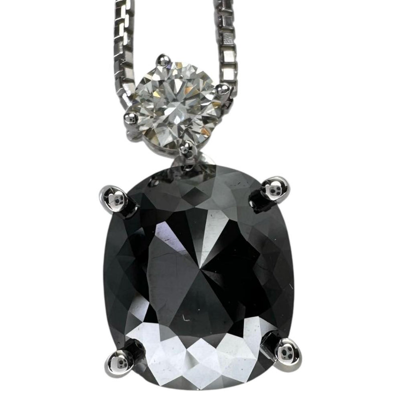 ブラックダイヤモンド 3.88ct ダイヤモンド 0.35ct ネックレス K18WGホワイトゴールド 18金 5.5g 45cm レディース 【中古】【真子質店】【NN】 【SMaMo】