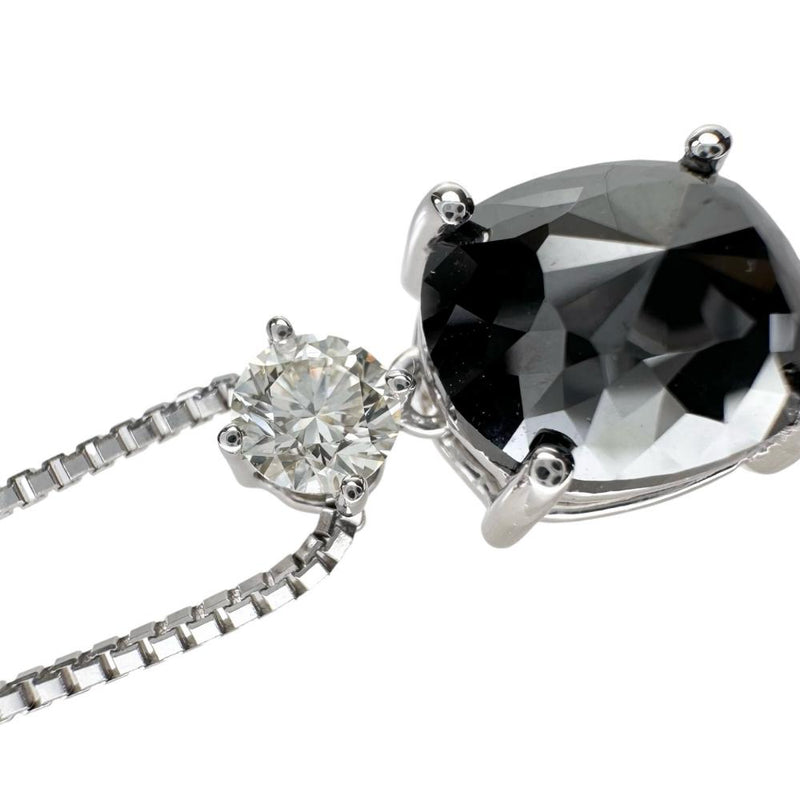 ブラックダイヤモンド 3.88ct ダイヤモンド 0.35ct ネックレス K18WGホワイトゴールド 18金 5.5g 45cm レディース 【中古】【真子質店】【NN】 【SMaMo】
