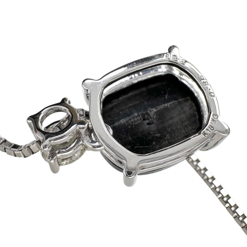 ブラックダイヤモンド 3.88ct ダイヤモンド 0.35ct ネックレス K18WGホワイトゴールド 18金 5.5g 45cm レディース 【中古】【真子質店】【NN】 【SMaMo】